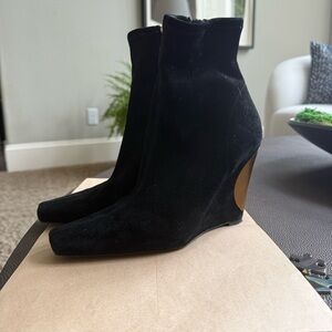 Tory Burch Black Suede Wedge Ankle Boots